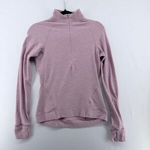 Lululemon Its Rulu Half Zip Pullover Heathered Pink Mauve Running Top Size 6